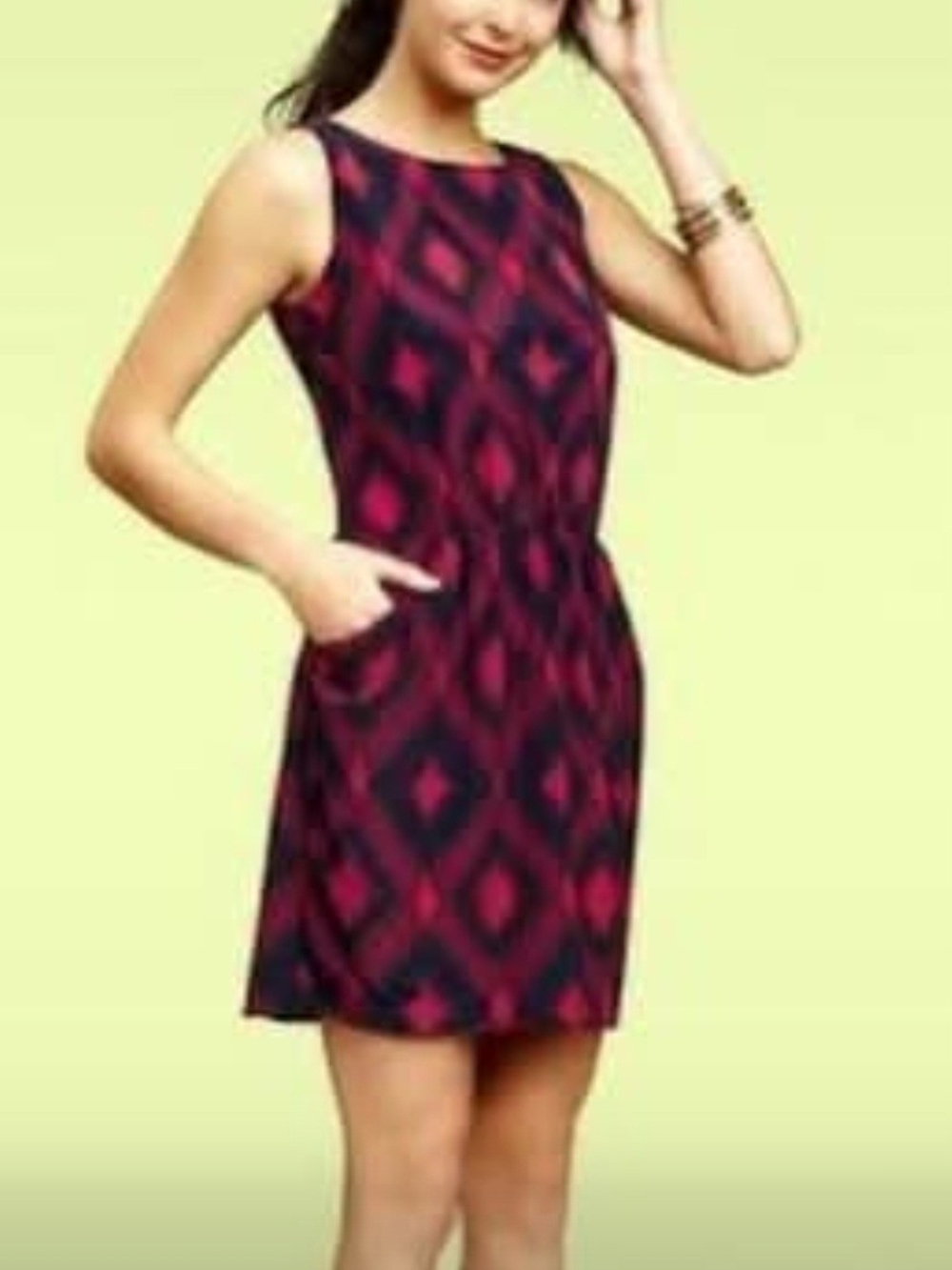 GAP Sleeveless Mini Dress in Pink and Navy Geometric Print, Size 8